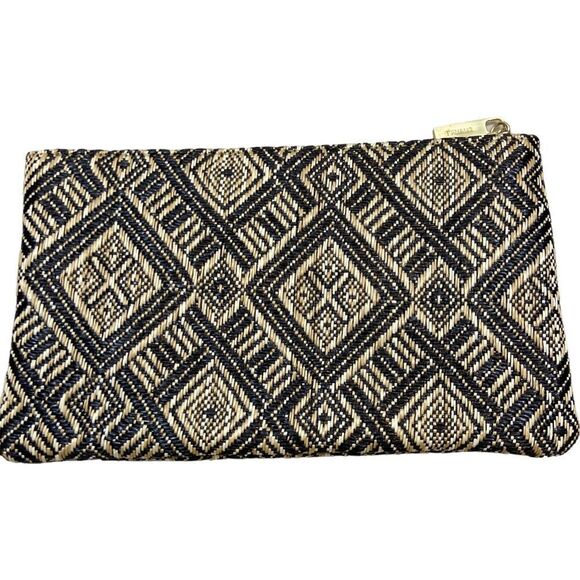 Trina Brand Tan and Black Woven Cosmetic Bag With Zipper Closure - Picture 12 of 13